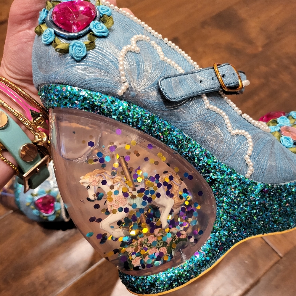 NWT Host Pickπ₯³ Irregular Choice Carousel π Carol Sell Glitter Snow Globe Heels - Picture 3 of 16